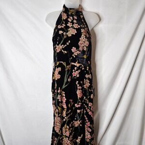 Lulus‎ Fabulous Always Black Floral Velvet Backless Mermaid Maxi Dress sz XL NWT